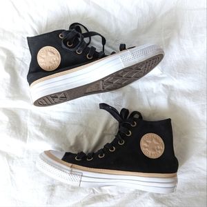 Converse Black Suede Leather High Tops